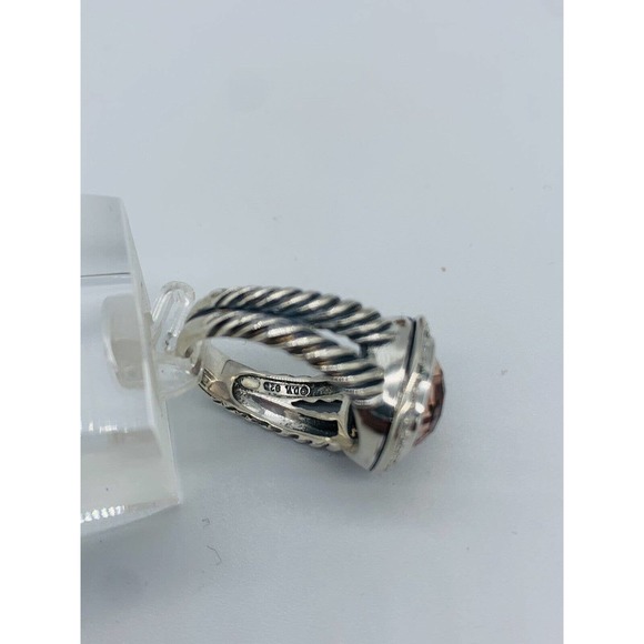 David Yurman Sterling Silver Albion Ring 11mm Morganite and Diamonds Size 9 - Picture 5 of 5